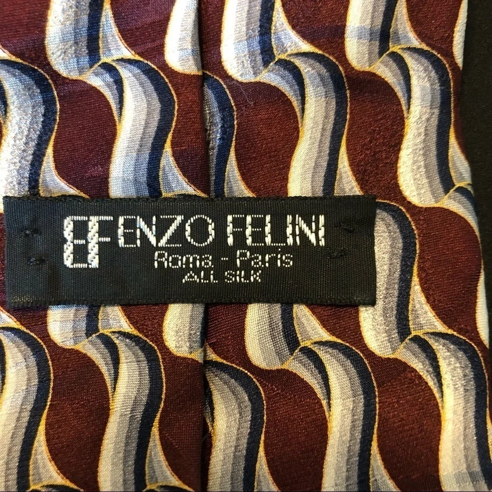 Vintage‎ Enzo Felini 100% Handmade in Italy Silk Tie. Swirl Pattern. EUC.